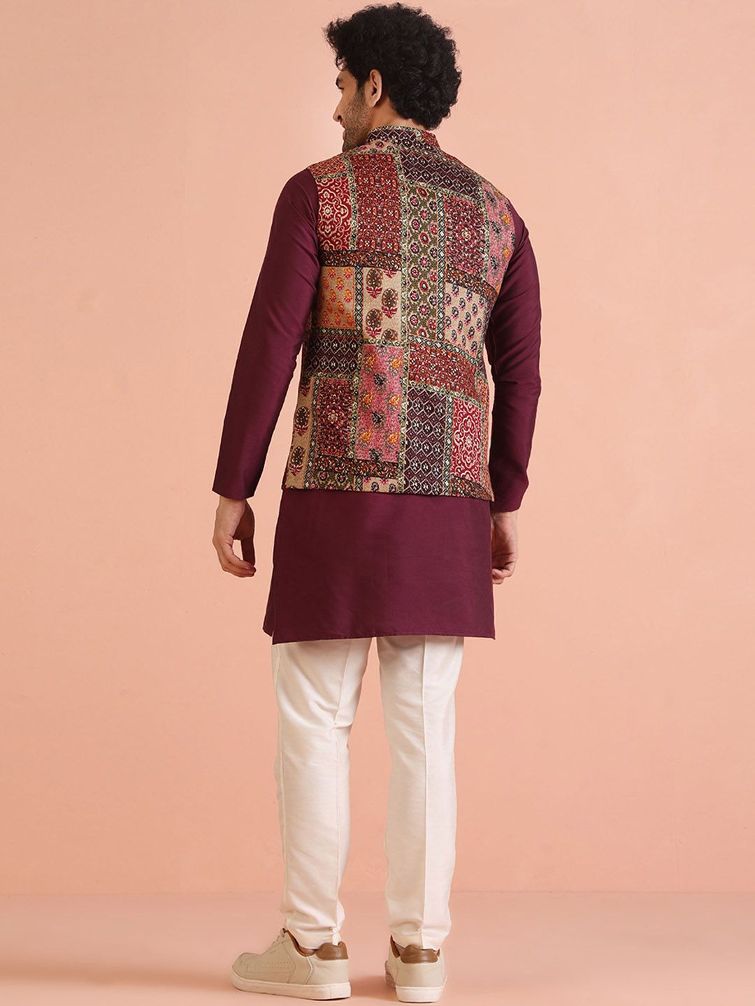 KISAH Men Mandarin Collar Printed Nehru Jacket
