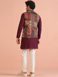KISAH Men Mandarin Collar Printed Nehru Jacket