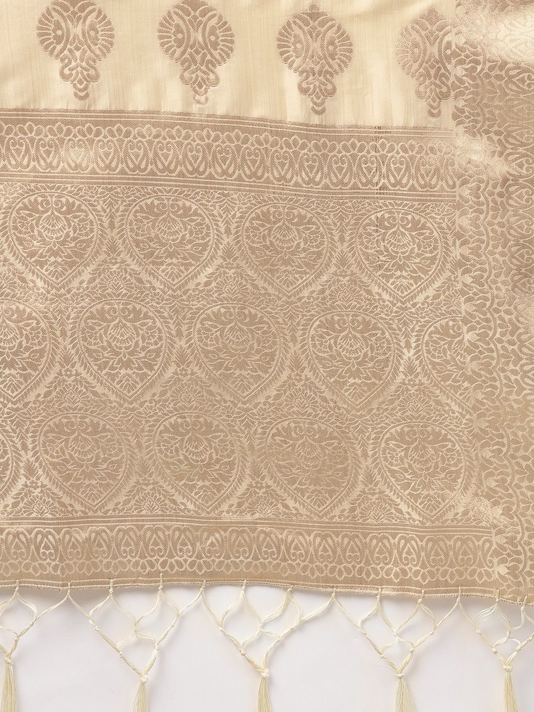 Libas Women Beige & Golden Self Design Kurta with Palazzos & Dupatta