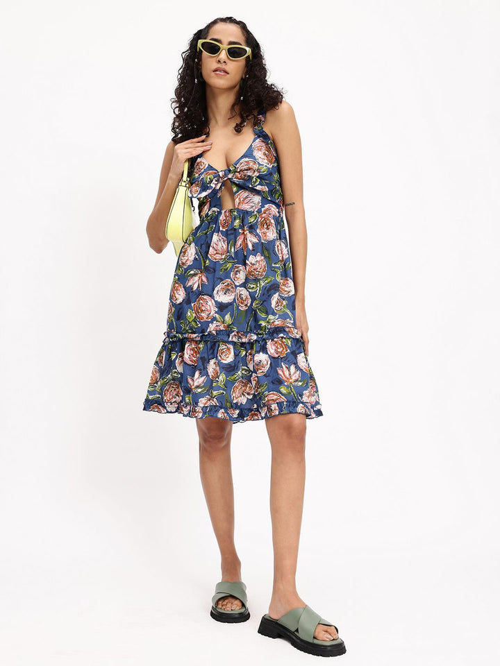 DressBerry Shadowed Bloom Tethered Smocked Dress