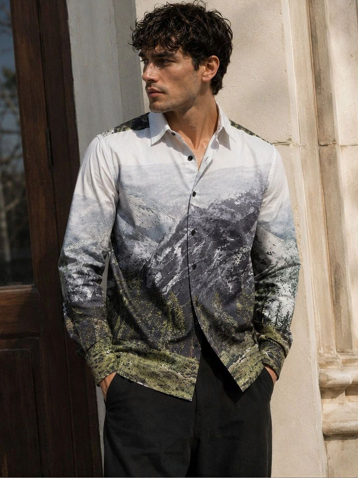 Eszett Abstract Printed Spread Collar Pure Cotton Casual Shirt
