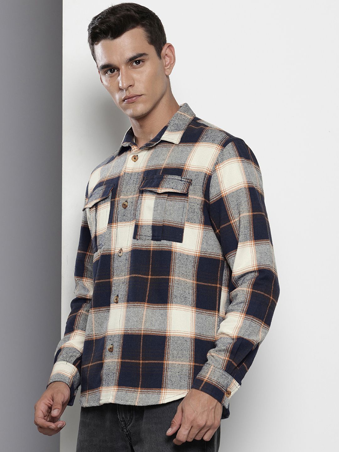 The Indian Garage Co Pure Cotton Opaque Checked Casual Shirt