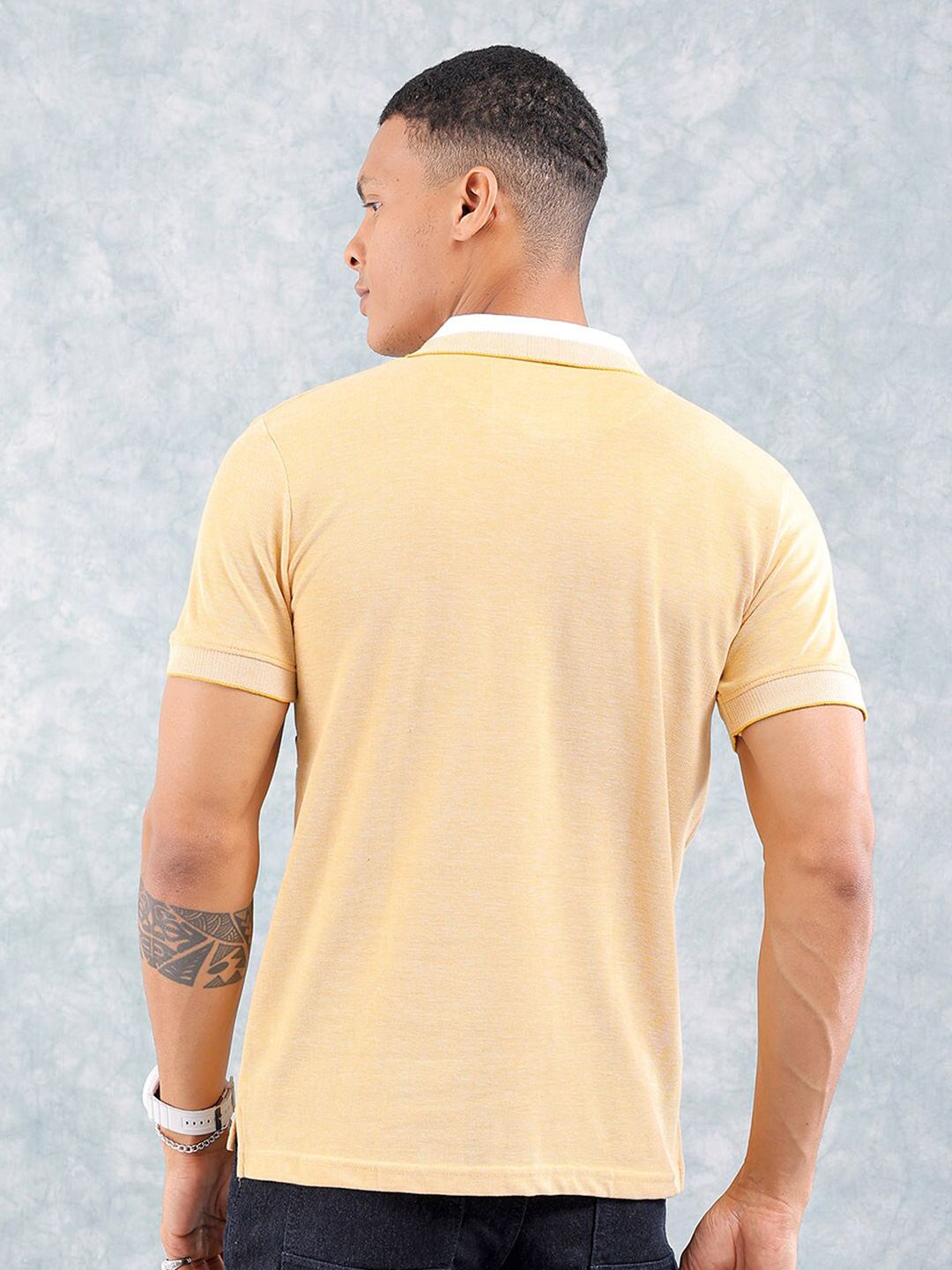 The Indian Garage Co Striped Polo Collar Slim Fit T-shirt