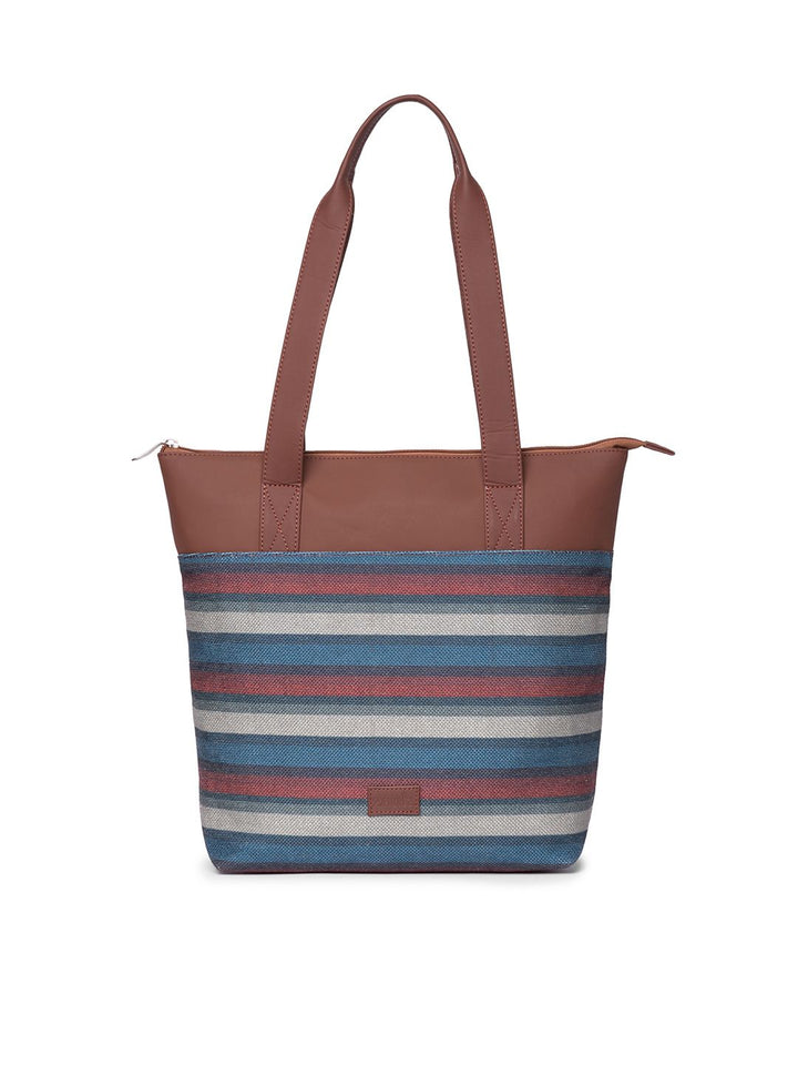 ZOUK Striped Shopper Tote Bag
