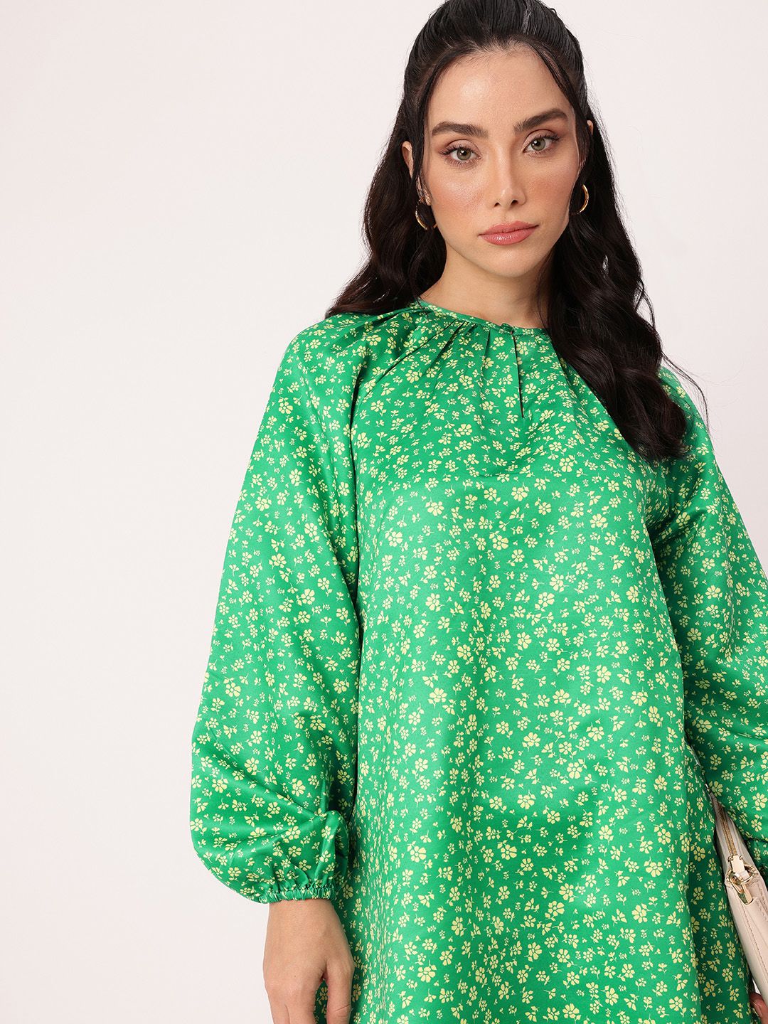 DressBerry Girlish Bloom Printed Gathered A-Line Mini Dress