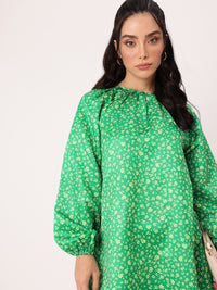 DressBerry Girlish Bloom Printed Gathered A-Line Mini Dress