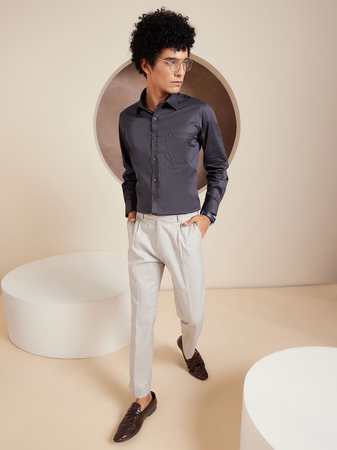 DENNISON Brand Logo Cotton Satin Shirt