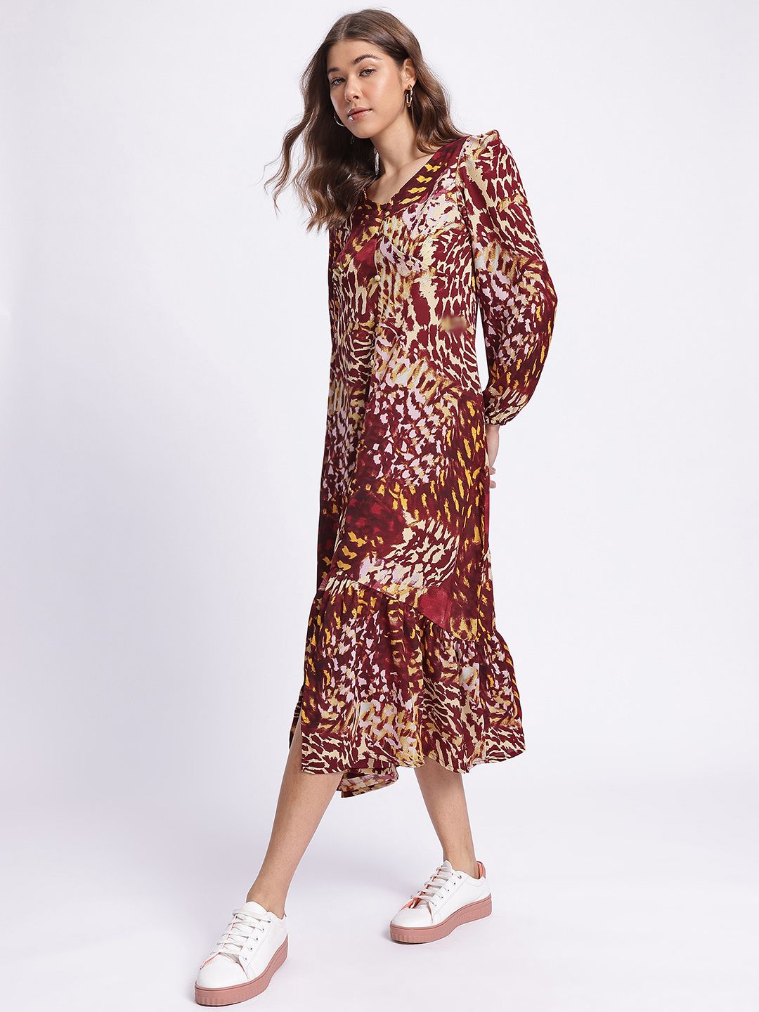 DressBerry Summer Sorbet Animal Print Midi Empire Dress