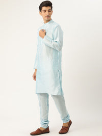 SOJANYA Kurta Solid Lelaki Hitam & Oren dengan Jaket Churidar & Nehru