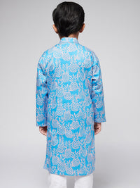 SOJANYA Boys Blue Floral Printed Kurta