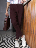The Indian Garage Co Men Burgundy Slim Fit Solid Chinos