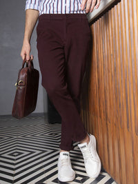 The Indian Garage Co Men Burgundy Slim Fit Solid Chinos