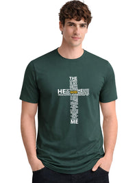 ADRO Cross Typography Printed Round Neck Short Sleeves Cotton T-shirt