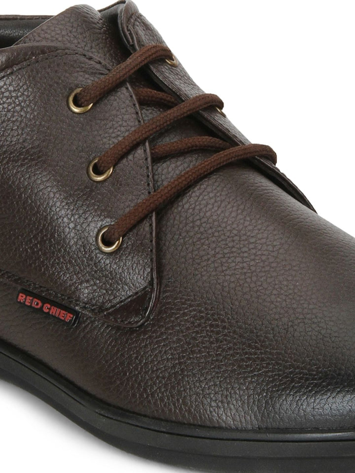Red Chief Men Brown Textured Mid-Top Leather Derbys