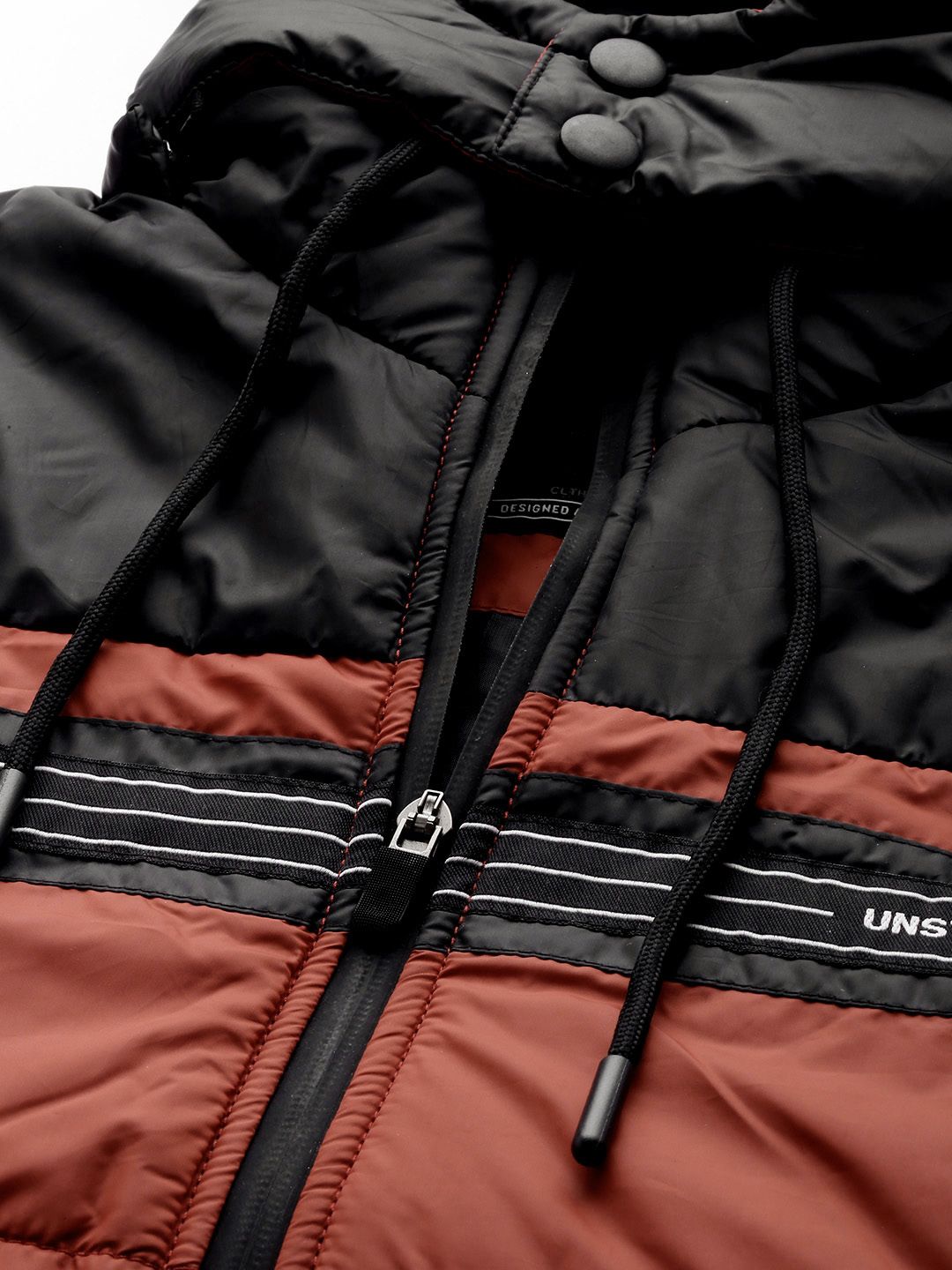 The Indian Garage Co Men Detachable Hood Colourblocked Padded Jacket