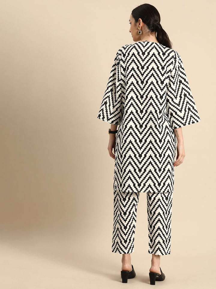 Anouk Women White Printed Kurta with Trousers