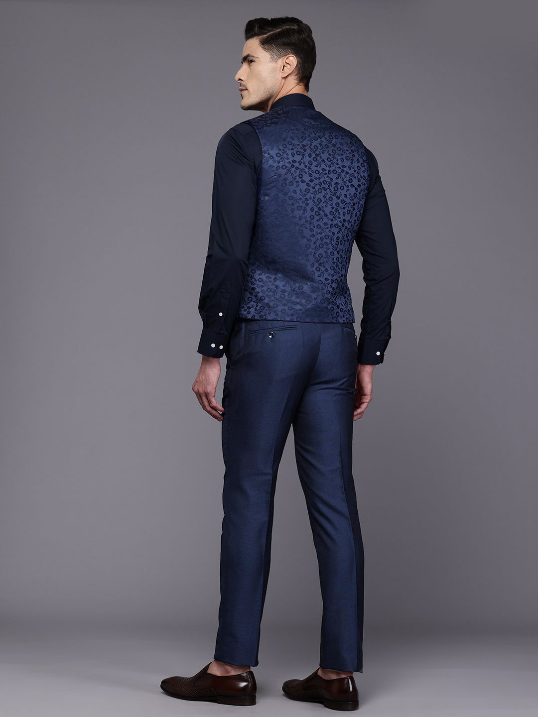 Raymond Party Blazer & Trouser With Woven Design Waistcoat