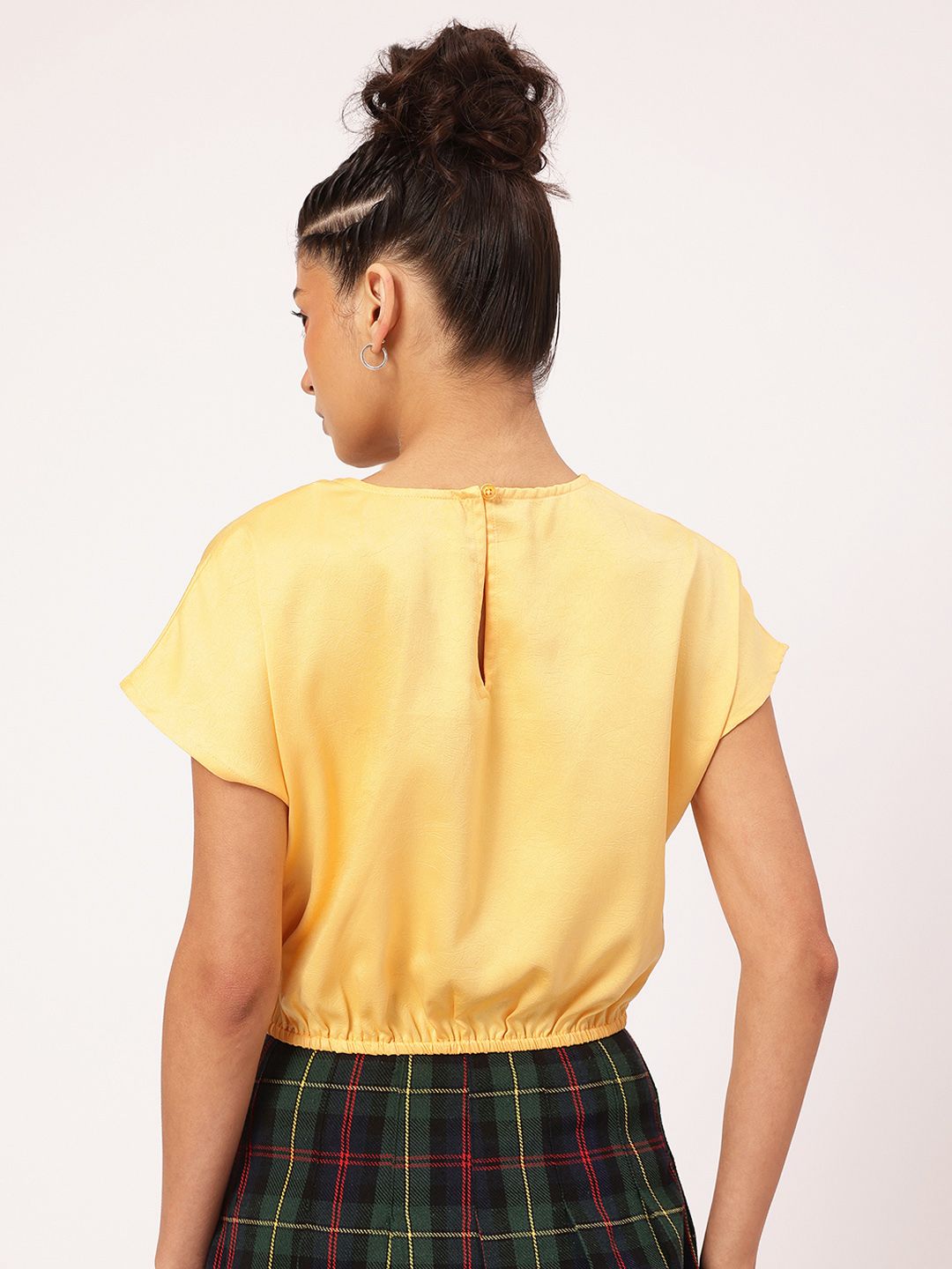DressBerry Butter Yellow Blouson Crop Top