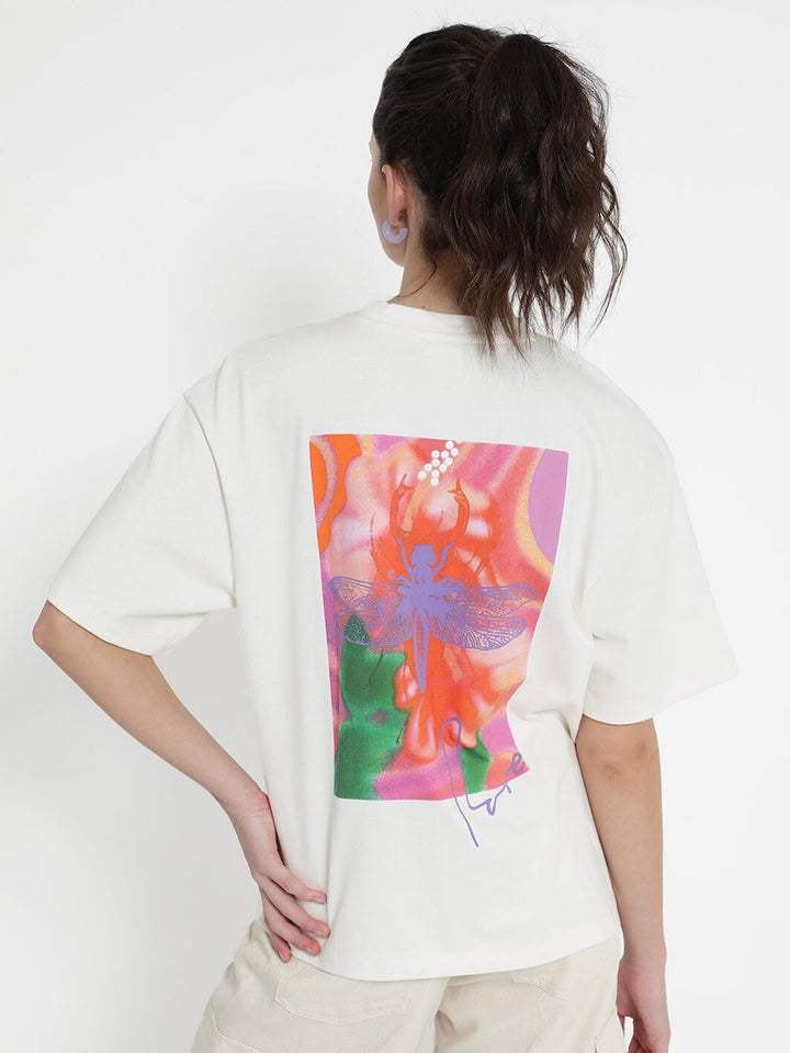 Rareism Enrique Round Neck Drop-Shoulder Sleeves Cotton Santai T-Shirt Fit