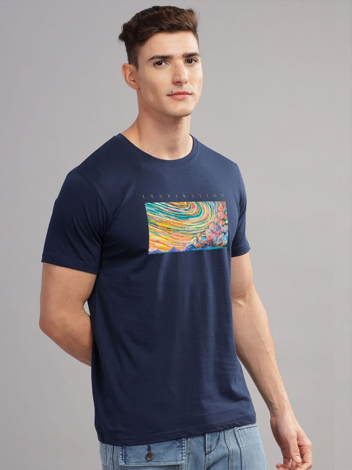 ADRO Typography Printed Round Neck Pure Cotton T-shirt