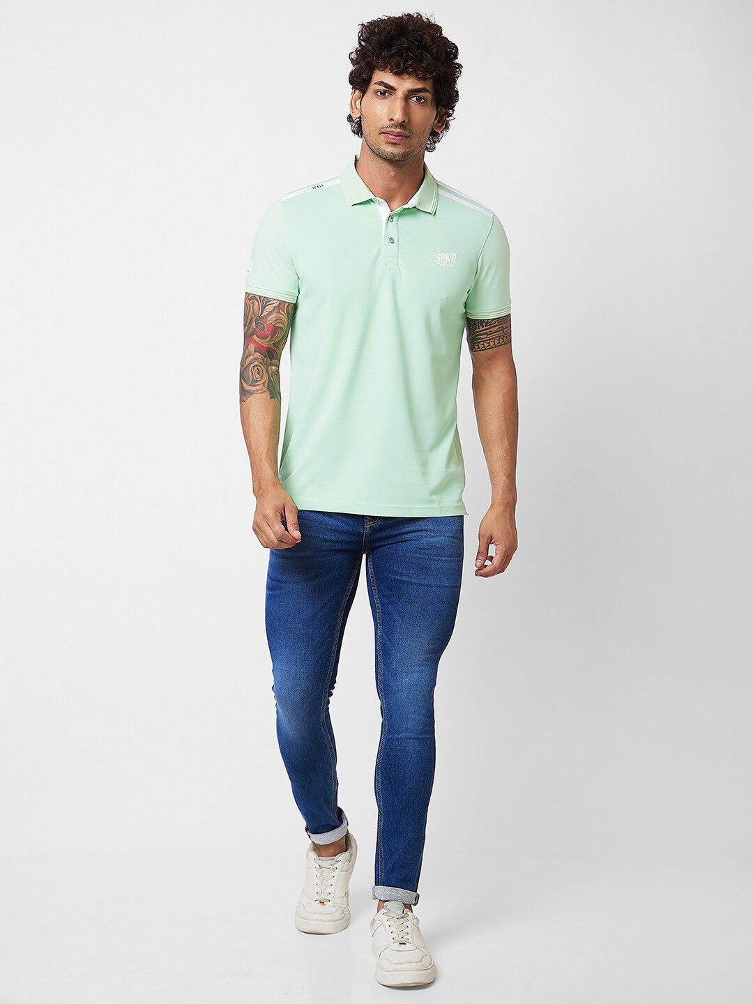 SPYKAR Polo Collar Short Sleeves Cotton Slim Fit T-shirt