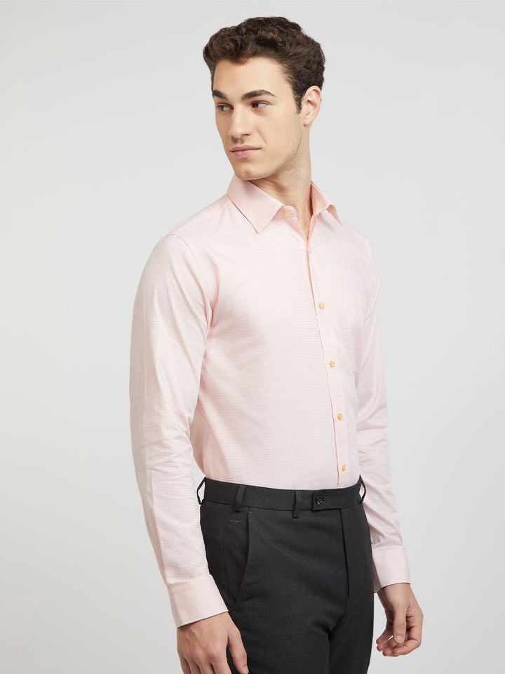 Raymond Pure Cotton Self Design Slim Fit Textured Formal Shirt