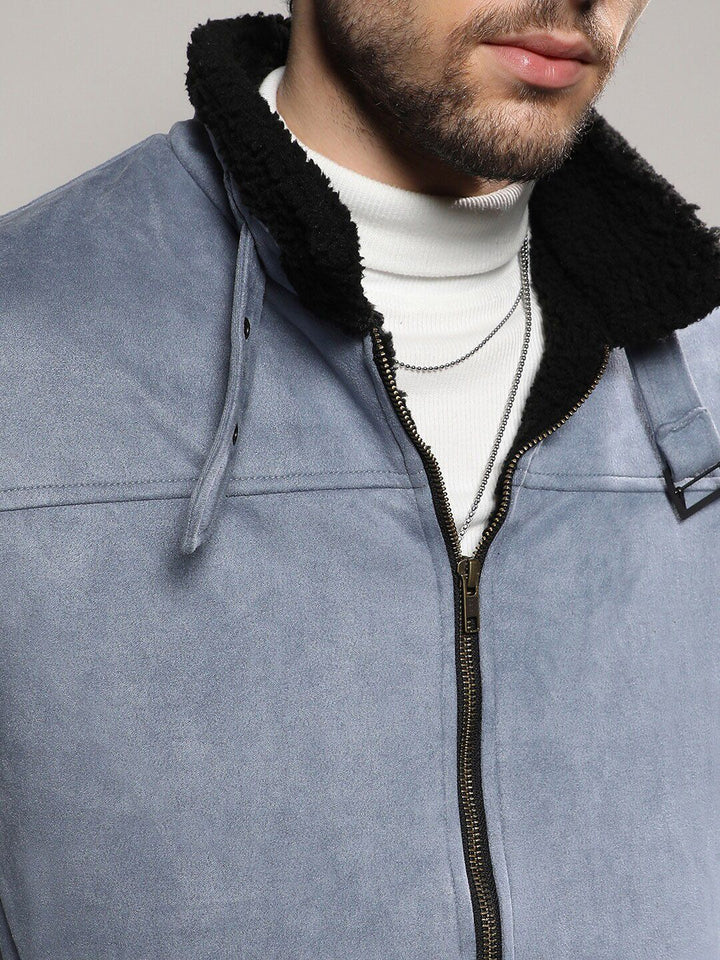 Kampus Sutra Grey Suede Windcheater Jaket Disesuaikan