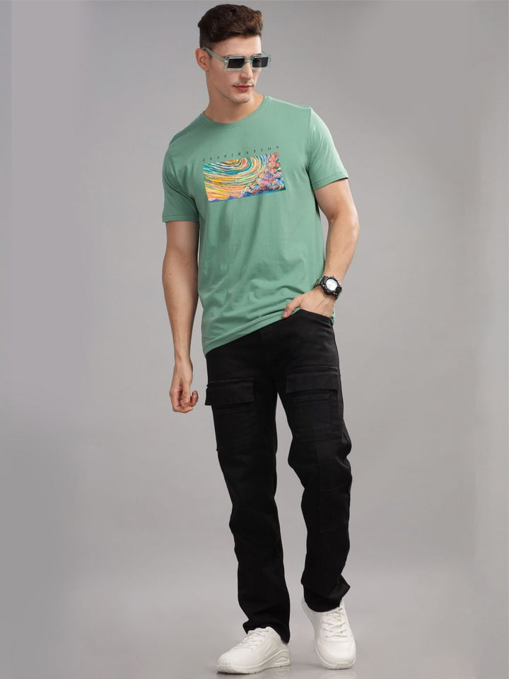 ADRO Typography Printed Round Neck Pure Cotton T-shirt
