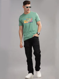 ADRO Typography Printed Round Neck Pure Cotton T-shirt