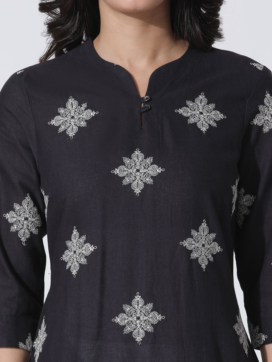 W Floral Embroidered Thread Work Kurta with Trousers