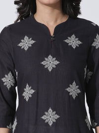 W Floral Embroidered Thread Work Kurta with Trousers