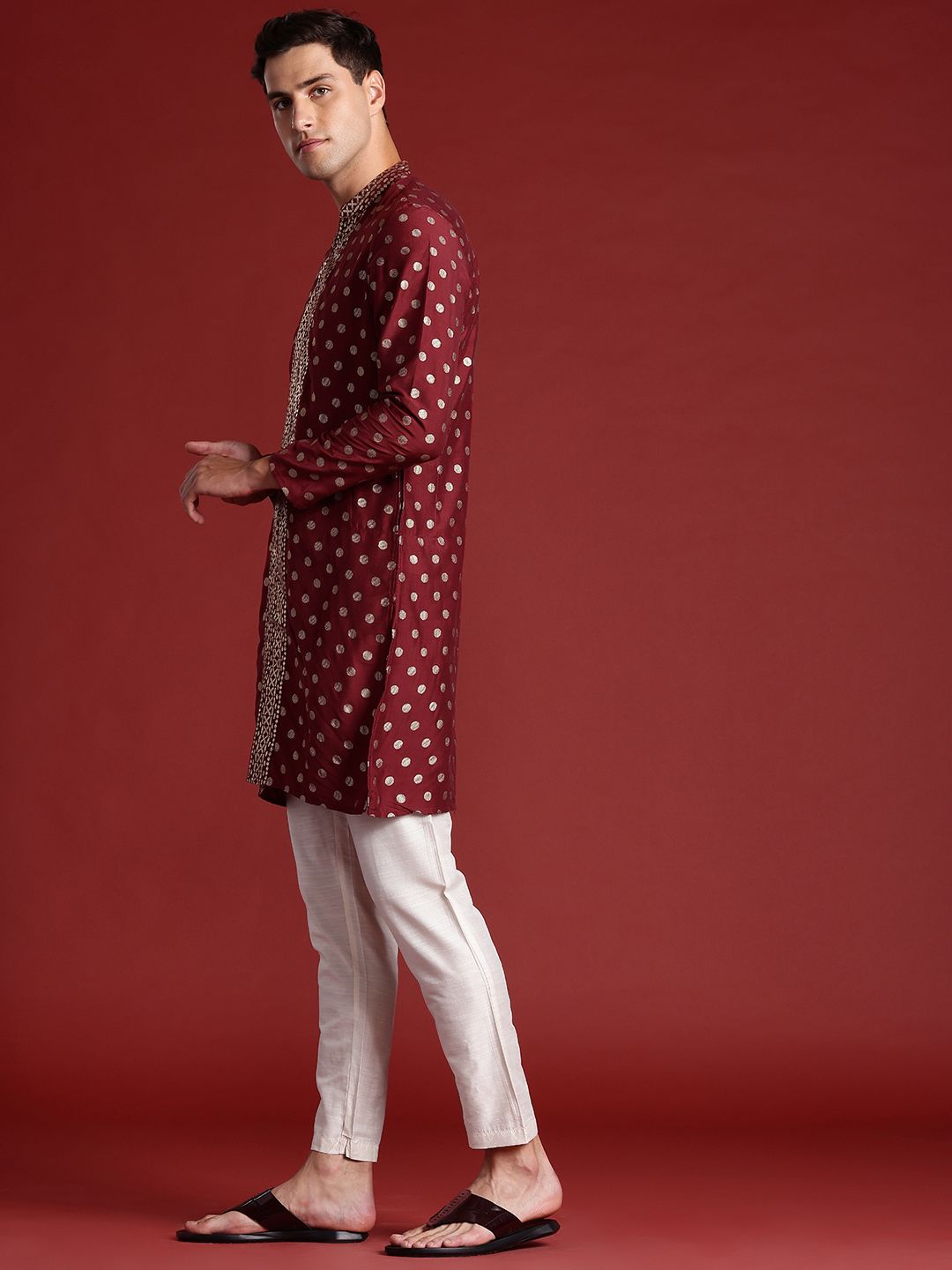 Anouk Floral Ethnic Printed Embroidered Detail Kurta with Trousers Set