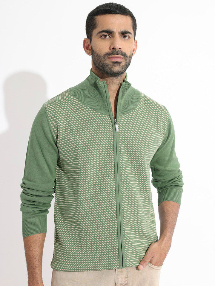 RARE RABBIT Men Heritage Solid Turtle Neck Cardigan