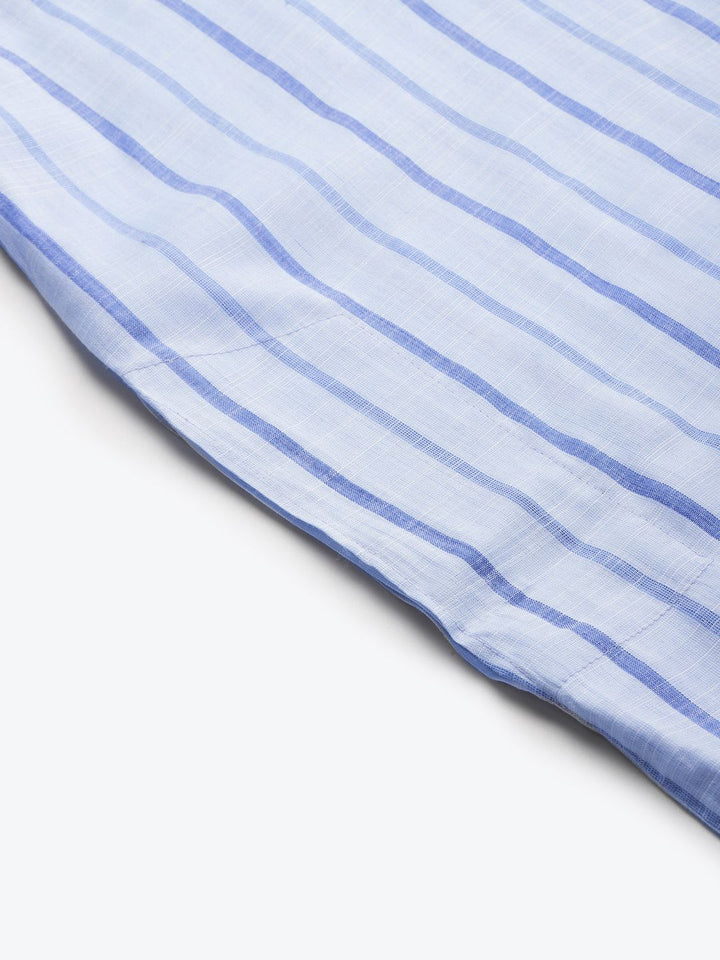 SOJANYA Men Blue Pure Cotton Striped Kurta