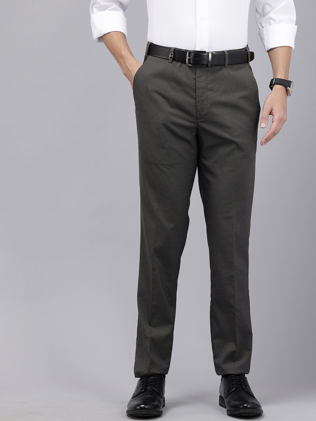 Park Avenue Men Checked Neo Fit Formal Trousers