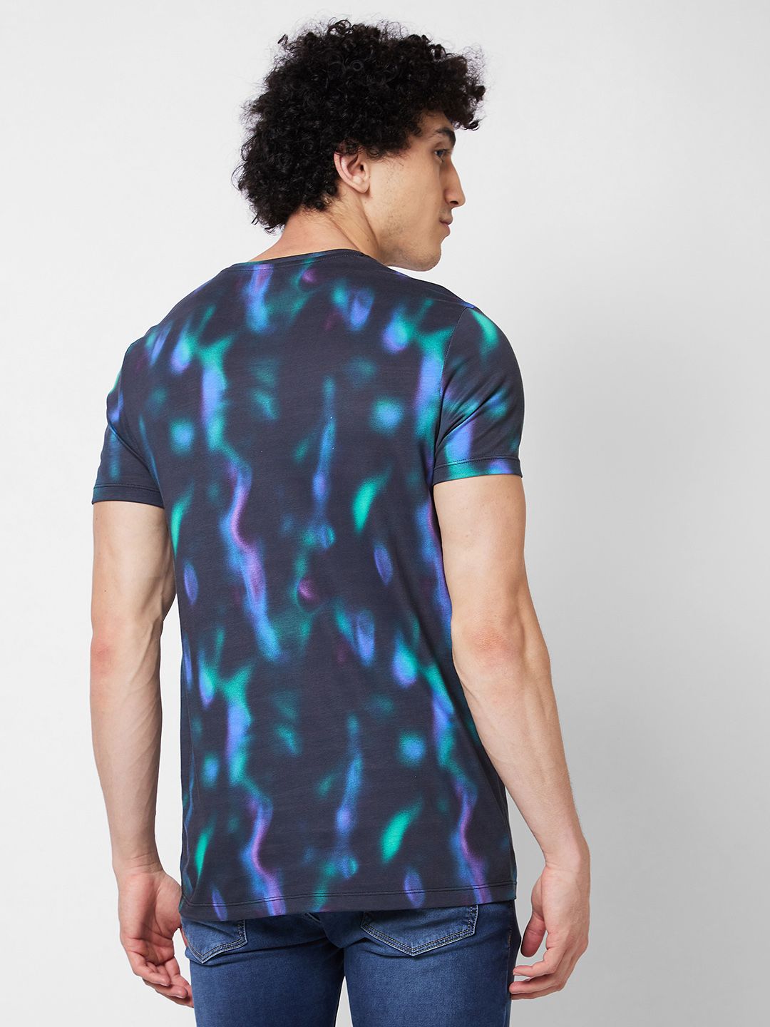 SPYKAR Round Neck Short Sleeves Floral Printed Slim Fit Cotton T-shirt