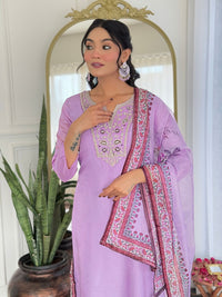 KALINI Women Floral Embroidered Regular Thread Work Kurta with Trousers & With Dupatta