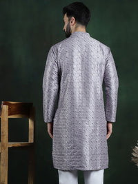 SOJANYA LUXE Geometric Woven Design Benang Kerja Cotton Silk Straight Kurta