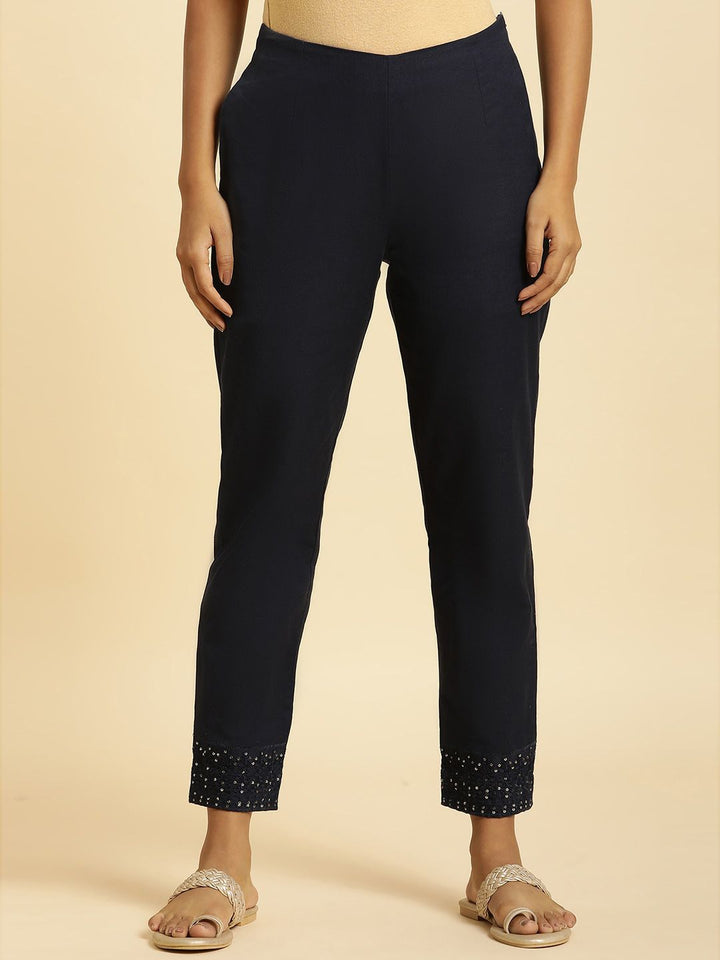 W Women Slim Fit Mid-Rise Plain Regular Trousers