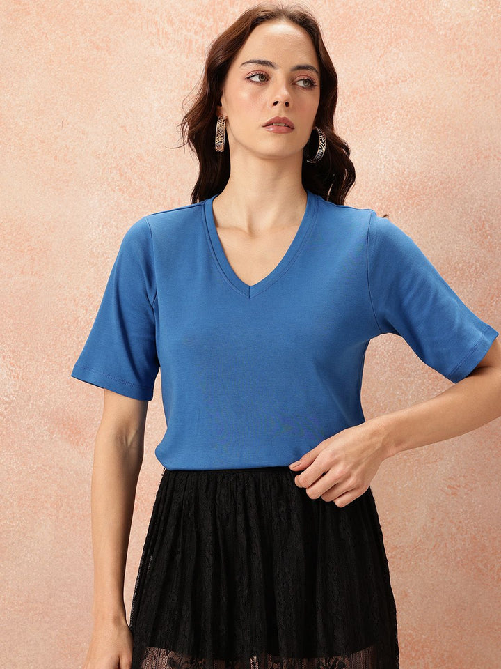 all about you V-Neck Pure Cotton T-shirt