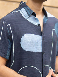 Powerlook Men Navy Abstract Structure Print Shirt