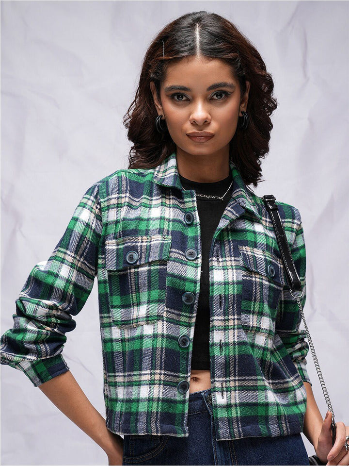 Tokyo Talkies Navy Blue Checked Classic Casual Shirt