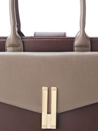Lino Perros Colourblocked Oversized Structured Satchel with Applique
