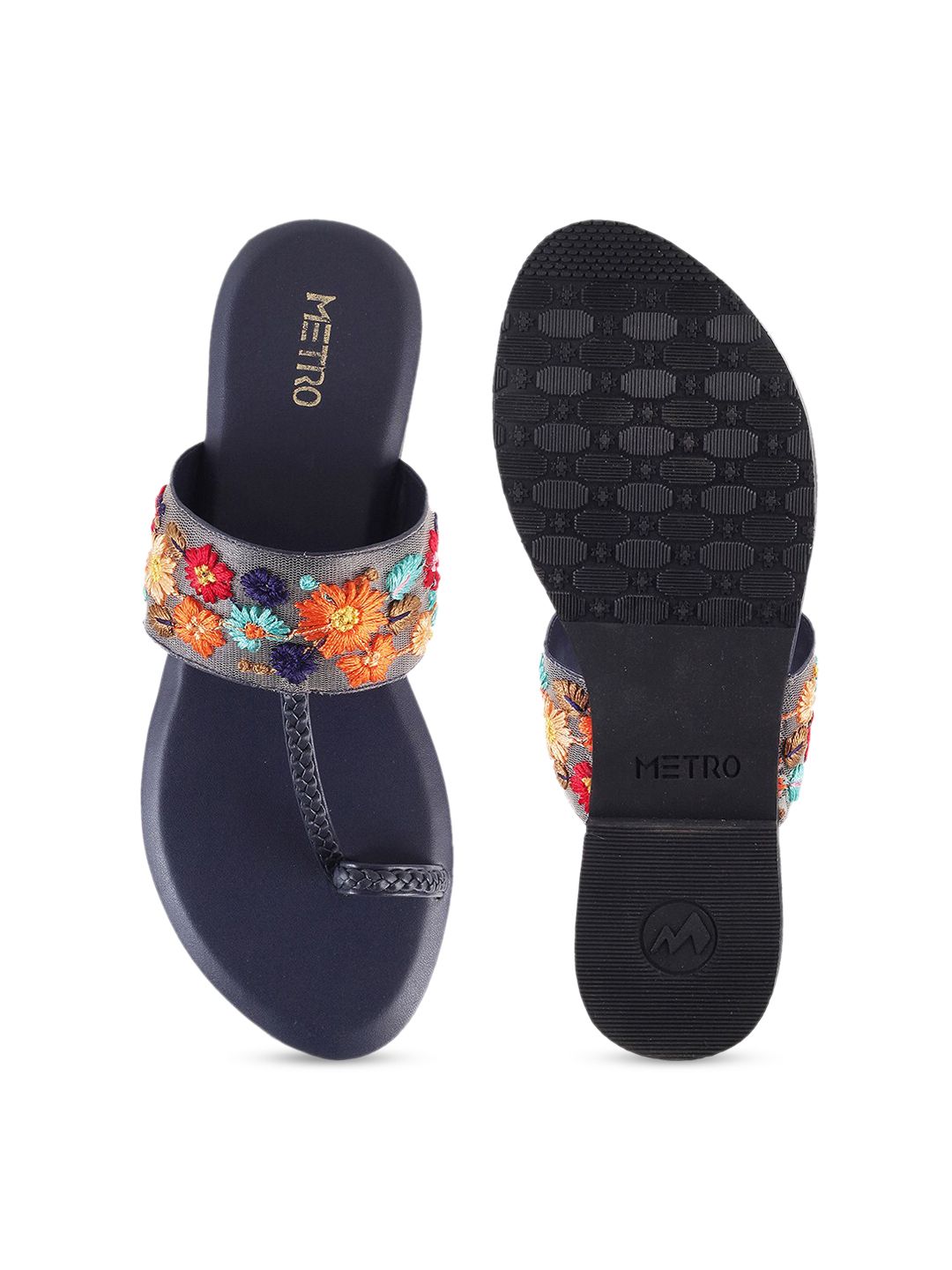 Metro Women Blue One Toe Flats