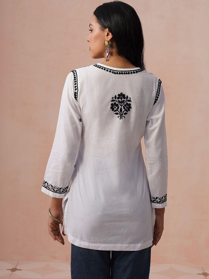 Rumah Wanita Chikankari Kurta Sulam Bunga