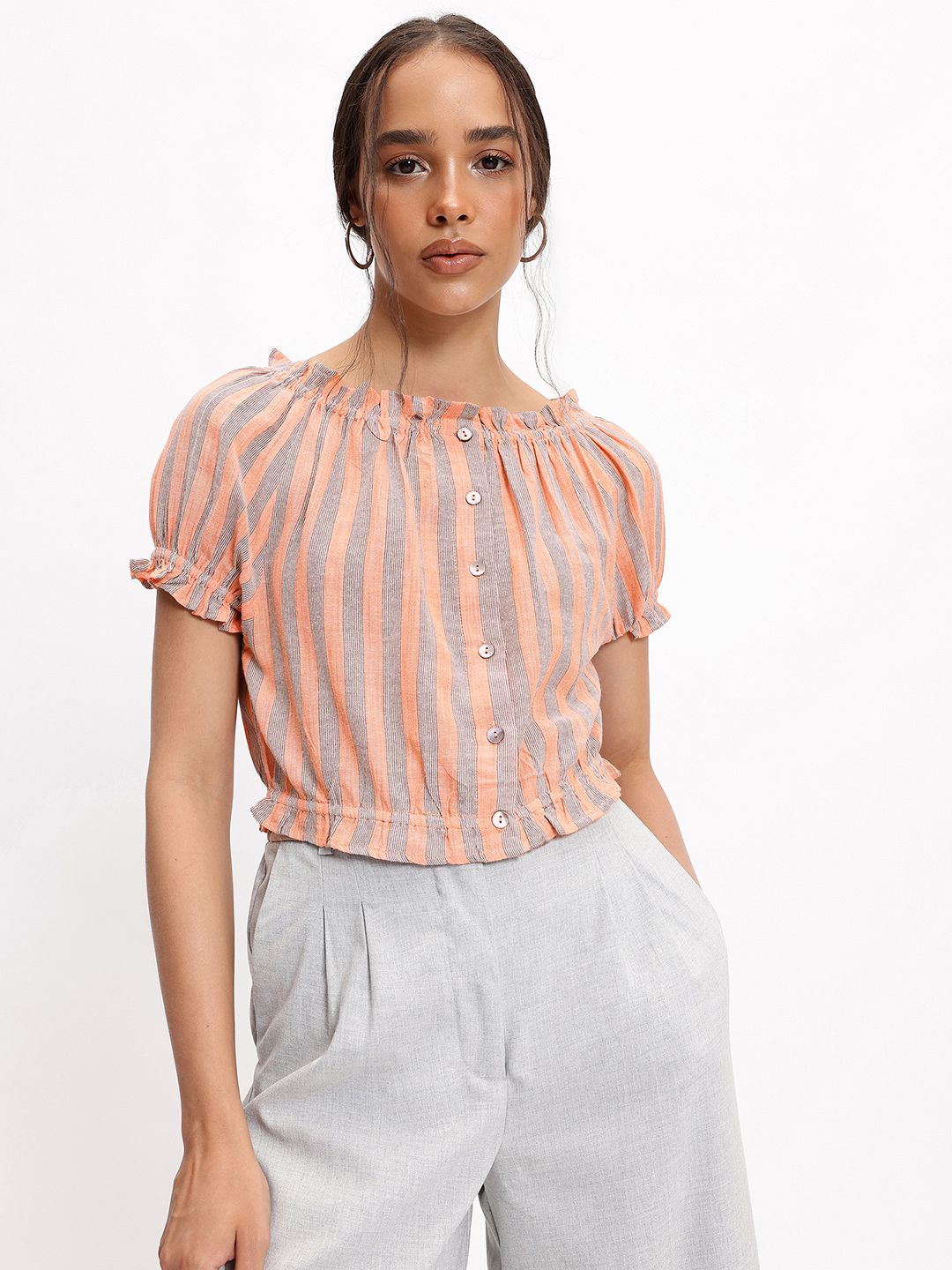 DressBerry Y2K Stripe Revival Blouson Top
