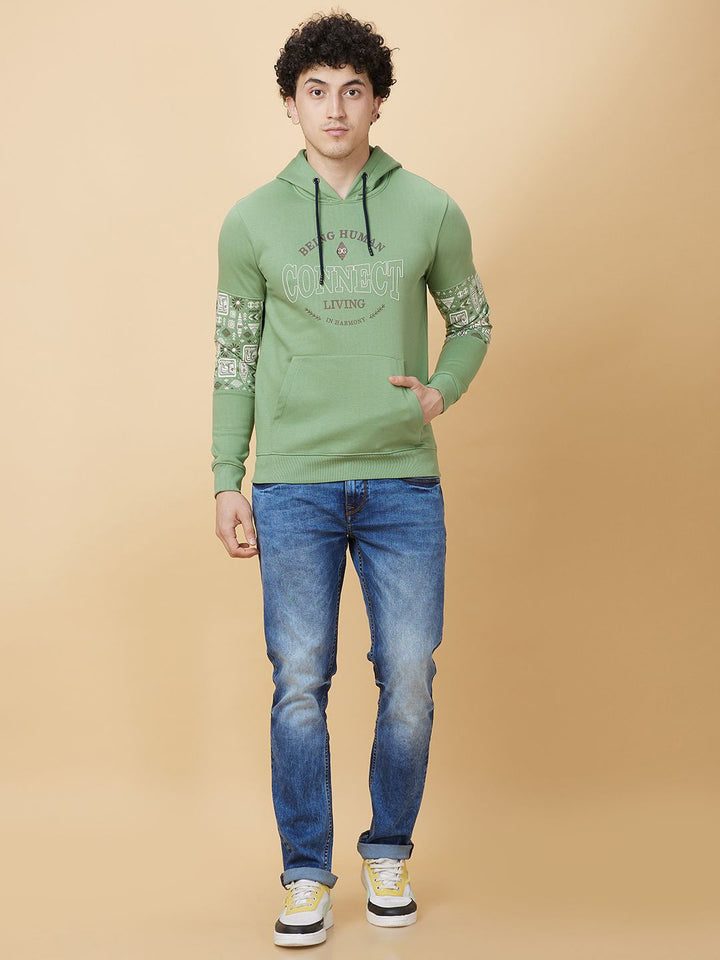 Being Human Printed Hooded Sweatshirt