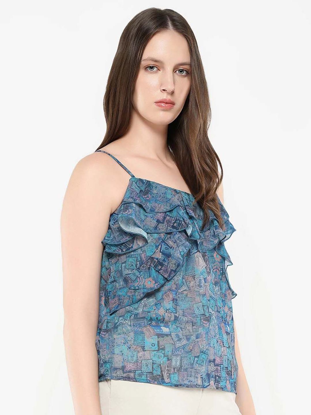 RAREISM Women Abstract Printed Shoulder Straps Top