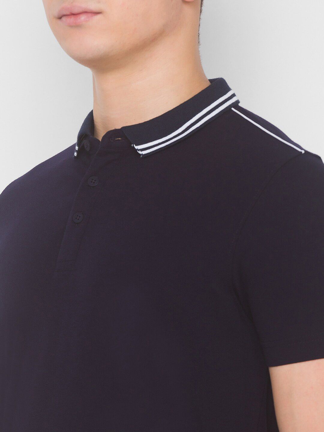 SPYKAR Men Blue Polo Collar Pockets Slim Fit T-shirt
