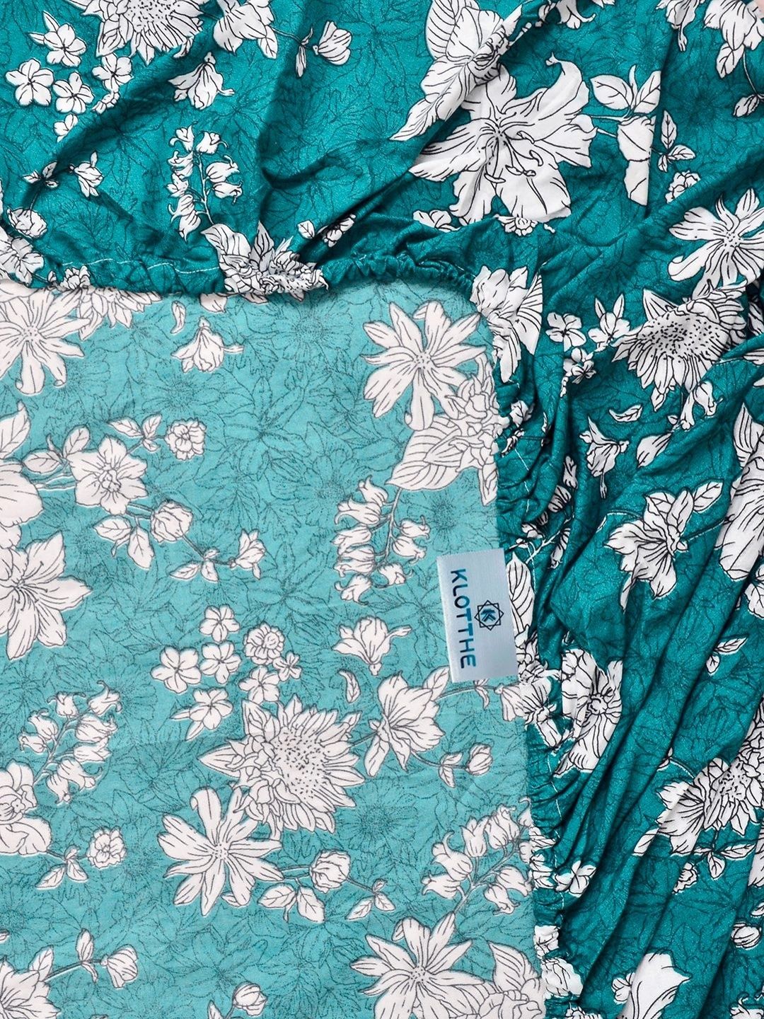 Moda Rapido X KLOTTHE Bunga Hijau & Putih 300 TC Cadar Bujang dengan 1 Sarung Bantal